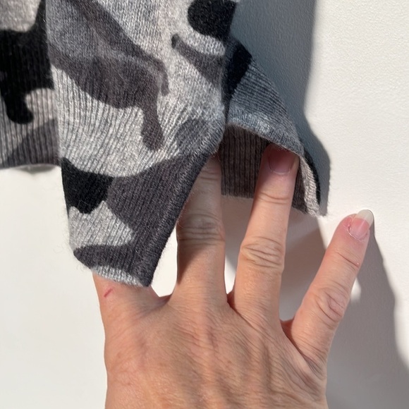 MAGASCHONI CASHMERE Grey/Black Camouflage City-Chic Casual Raglan SLV Sweater L - Picture 5 of 16